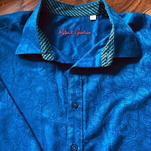 Robert Graham Button-Down Men's Long Sleeve Shirt Blue Paisley Size 3XL